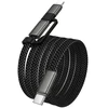 Plokščias kabelis USB C į USB C/iP 2in1 Hoco 3A 60W 1 m X125 juodas