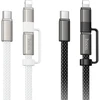 Plokščias kabelis USB C į USB C/iP 2in1 Hoco 3A 60W 1 m X125 juodas