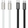 Plokščias kabelis USB C į USB C Hoco 3A 60W 1 m X125 juodas