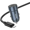 Automobilinis įkroviklis Hoco USB C QC3.0 PD 30W + laidas USB C - Lightning Z57 metalinis pilkas