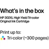 HP 302XL didelio našumo trispalvė originali rašalo kasetė