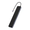 Hub 12w1 Baseus EliteJoy Gen2 serijos USB-C do 2xHDMI+ 3xUSB 3.0+ PD+ DP+ SD/TF+ RJ45+Type-C+ 3.5 mm (tamsiai pilka)