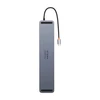 Hub 12w1 Baseus EliteJoy Gen2 serijos USB-C do 2xHDMI+ 3xUSB 3.0+ PD+ DP+ SD/TF+ RJ45+Type-C+ 3.5 mm (tamsiai pilka)