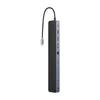 Hub 12w1 Baseus EliteJoy Gen2 serijos USB-C do 2xHDMI+ 3xUSB 3.0+ PD+ DP+ SD/TF+ RJ45+Type-C+ 3.5 mm (tamsiai pilka)