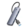 4in1 šakotuvas „Baseus UltraJoy Lite“, 15 cm, USB-A į 4x USB 3.0 + USB-C 5V (rutulinis)