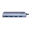 Hub 4in1 Baseus UltraJoy Lite 50cm USB-A iki 4x USB 3.0 + USB-C 5V (pilka)
