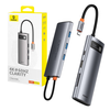 Hub 7in1 Baseus Gleam USB-C iki 1x HDMI4K 60Hz + 3x USB3.0 + 1x PD + 1x SD/TF – pilkas