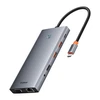 13in1 šakotuvas Baseus PortalJoy USB-C priedas HDMI+DP+VGA+C+USB+PD+RJ45+SD/TF+3.5 mm (pilkas)