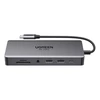 Ugreen USB-C CM681 | 4x USB | 2x HDMI | DisplayPort | RJ45 | SD/TF | AUX | PD 100W (pilka)