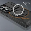 Hurtel „Samsung Galaxy S26 Ultra“ dėklas su stumdomu kameros dangteliu ir pasukamu stovu, suderinamas su „MagSafe“ – juodas
