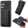 Hurtel Samsung Galaxy A56 5G Faux Odinis dėklas with Detachable Card Holder, MagSafe Compatible – juodos spalvos