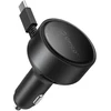 Automobilinis įkroviklis Orico FC-60-2C 60 W su USB-C įtraukiamu laidu, juodas