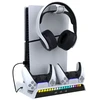 iPega P5S006 daugiafunkcis įkrovimo RGB stovas su aušinimu, skirtas PS5 Slim, baltas (pažeista pakuotė)