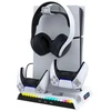 iPega P5S006 daugiafunkcis įkrovimo RGB stovas su aušinimu, skirtas PS5 Slim, baltas (pažeista pakuotė)