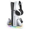 Ausinės iPega P5S045 Vertical Charging Stovas su RGB skirta PS5 Slim/PS5 Pro Baltas (Damage Package)