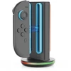 „iPega SW2051“ įkroviklio stotelė su RGB šviesa, skirta „JoyCon“ valdikliams, „Nintendo Switch 2“, juoda