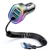 Automobilinis įkroviklis Joyroom JR-CL20, 2x USB + 2x Lightning, 57W + Lightning laidas (juodas)