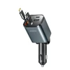 Joyroom JR-CCL05 30W 4-in-1 Car Charger su 2 Built-in Retractable kabeliss – pilkos spalvos