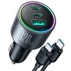 Joyroom Car Charger Mini, C+C+U, 145W with Type-C to Type-C Cable 100W, Juodas (JR-CCN07)