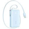 Joyroom JR-PR2L 10000mAh 35W išorinė baterija su integruotu ištraukiamu USB-C laidu ir „Lightning“ laidu ant virvelės - Mėlyna