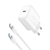 Įkroviklis Joyroom JR-TCF24 30W USB-C + USB-C į USB-C laidas 1,0m baltas