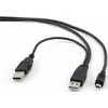 GEMBIRD CCP-USB22-AM5P-3 Gembird dvigubas USB Y 2.0 A-kištukas - MINI 5PM 0,9m kabelis