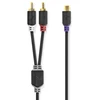 Nedis Stereo Audio kabelis 2x RCA (M) - RCA (F) 0.20 m juoda
