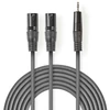 „Nedis“ subalansuotas garso kabelis 2x XLR 3 kontaktų (M) - 3,5 mm lizdas (M) 3,00 m, tamsus pjūklo dantų raštas