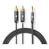 Kabelis Nedis CATB22200GY10 kabelis audio 1 m 3.5mm 2 x RCA Pilka
