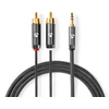 Nedis Stereo Audio kabelis jack 3.5 mm (M) - 2x RCA (M) 5.00 m pilka