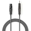 „Nedis“ subalansuotas garso kabelis XLR 3 kontaktų (F) - 3,5 mm lizdas (M) 3,00 m, tamsus pjūklo dantų raštas