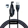 Kabelis USB A - IP Lightning 1.2m su laikikliu prilimpančiu prie telefono, su nailoniniu šarvu juodas BASEUS
