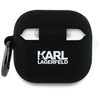 Karl Lagerfeld 3D Logo NFT Karl and Choupette silikoninis dėklas skirtas AirPods 4 juodos spalvos
