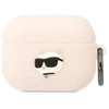 Apple AirPods Pro Karl Lagerfeld silikoninis Choupette Head 3D light ausinių dėklas rožinės spalvos