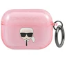 Apple AirPods Pro ausinių dėklas Karl Lagerfeld Glitter Karl`s Head (KLAPUKHGP) rožinės spalvos