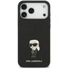 Karl Lagerfeld Fixed Glitter Metal Ikonik dėklas skirtas Apple iPhone 17 Pro Max juodos spalvos