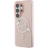 Karl Lagerfeld IML Choupette Karl Script Logo magnetinis dėklas iPhone Samsung Galaxy S26 Ultra rožinis