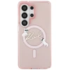 Karl Lagerfeld IML Choupette Karl Script Logo magnetinis dėklas iPhone Samsung Galaxy S26 Ultra rožinis