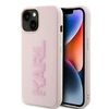 Apple iPhone 15 Karl Lagerfeld dėklas 3D Rubber Glitter Logo (KLHCP15S3DMBKCP) rožinės spalvos