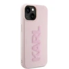 Apple iPhone 15 Karl Lagerfeld dėklas 3D Rubber Glitter Logo (KLHCP15S3DMBKCP) rožinės spalvos