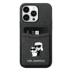 Karl Lagerfeld dėklas, skirtas iPhone 15 Pro Max 6,7" KLHCP15XSAPKCNPK juodas kietas dėklas Saffiano Cardslot KC Metal P