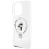 Karl Lagerfeld KLHMP13XHMRSKCH Apple iPhone 13 Pro Max 6.7″ baltos spalvos kietas dėklas Ring Stand Karl&Choupettte