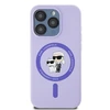 Karl Lagerfeld silikoninis Karl&amp;Choupette Heads Ring MagSafe Apple iPhone 15 Pro - dėklas telefonui violetinės spalvos