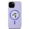 Karl Lagerfeld silikoninis Karl&amp;Choupette Heads Ring MagSafe iPhone 15 - dėklas telefonui violetinės spalvos