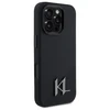 Karl Lagerfeld Silicone Shadow Metal Initial MagSafe - dėklas skirtas Apple iPhone 16 Pro juodos spalvos