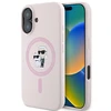 Karl Lagerfeld KLHMP16SSCMKCRHP iPhone 16 6,1 colio eilinis/rožinis kietas dėklas Silikoninis Karl&amp;Choupette galvučių žiedas MagSafe