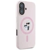 Karl Lagerfeld KLHMP16SSCMKCRHP iPhone 16 6,1 colio eilinis/rožinis kietas dėklas Silikoninis Karl&amp;Choupette galvučių žiedas MagSafe