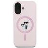 Karl Lagerfeld KLHMP16SSCMKCRHP iPhone 16 6,1 colio eilinis/rožinis kietas dėklas Silikoninis Karl&amp;Choupette galvučių žiedas MagSafe