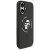 Karl Lagerfeld Liquid Silicone Karl and Choupette MagSafe dėklas skirtas Apple iPhone 17 juodos spalvos