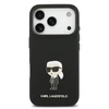 Karl Lagerfeld Liquid Silicone Metal Ikonik dėklas skirtas Apple iPhone 17 Pro juodos spalvos